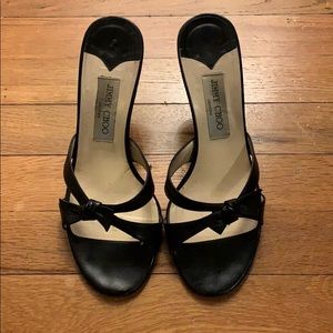 Authentic Jimmy Choo black leather slides